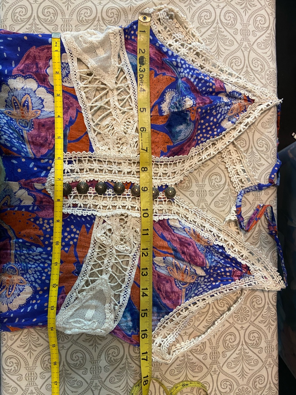 Free People Jolene Floral Crochet Lace Maxi Dress Cobalt Blue Small S - Picture 8 of 15